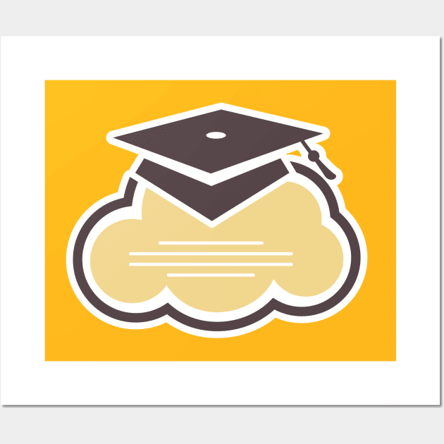 Cloud Report Sticker Logo Design. Vector illustration sticker icon with the concept of a cloud computing system for document management services. Wall Art by AlviStudio